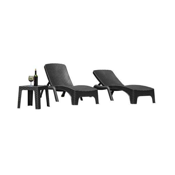 Rainbow Outdoor Roma 3-Piece Chaise Lounger Set-Anthracite RBO-ROMA-ANT-3CL